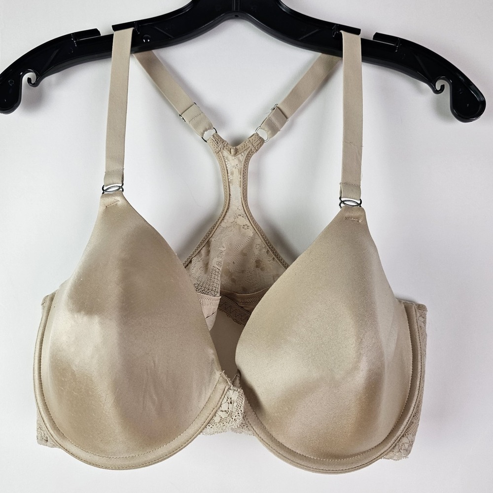 Maidenform T-Back Bra 7112 Womens Size 38D Beige Lined Racerback Lace‎ Underwire